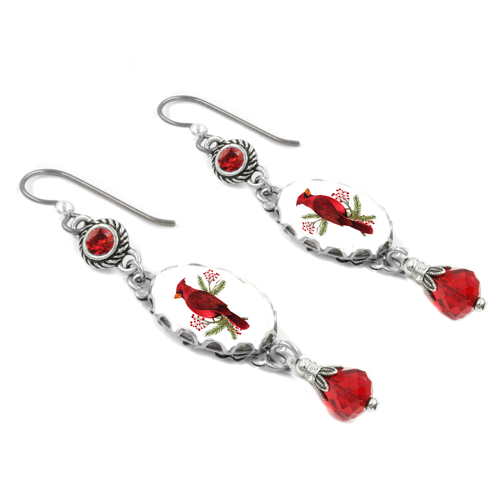 Red cardinal earrings Clearance