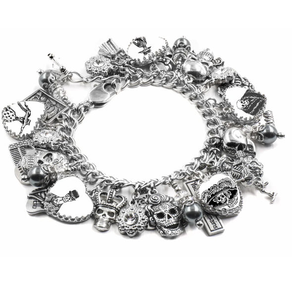 day of the dead bracelet black pearls