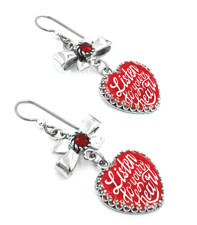 red heart earrings