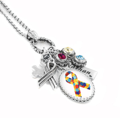 personalized autism puzzle necklace