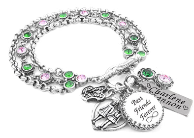 best friends silver charm bracelet