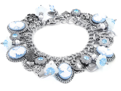 blue cameo charm bracelet