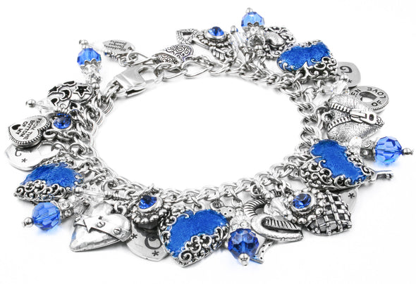 Blue heart charm bracelet