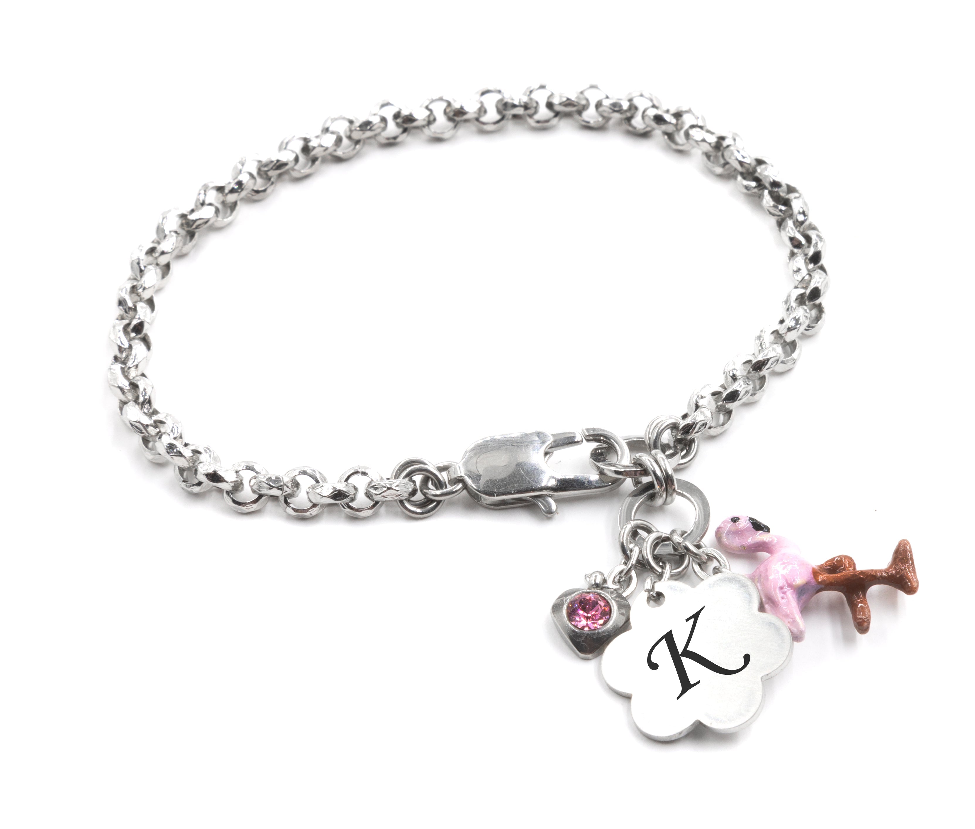 with Designs Flamingo Initial Personalized Engraved – Jewelry Blackberry Bracelet