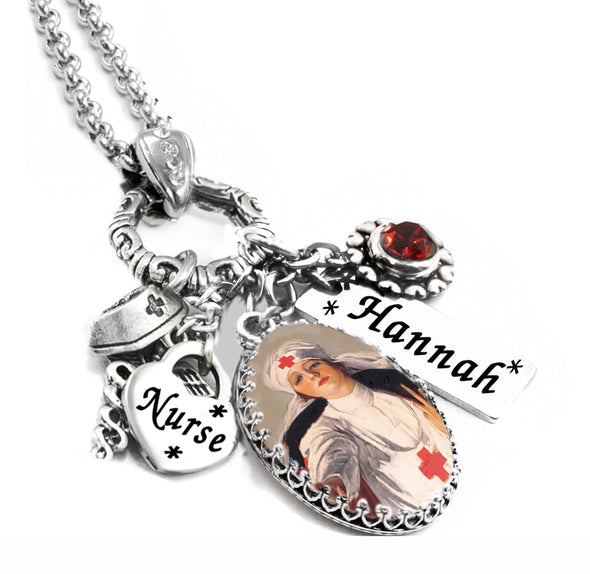 personalized nurse charm necklace photo