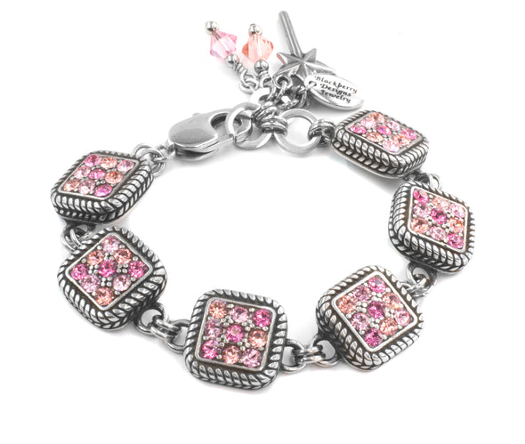 Pink Chessboard Crystal Bracelet