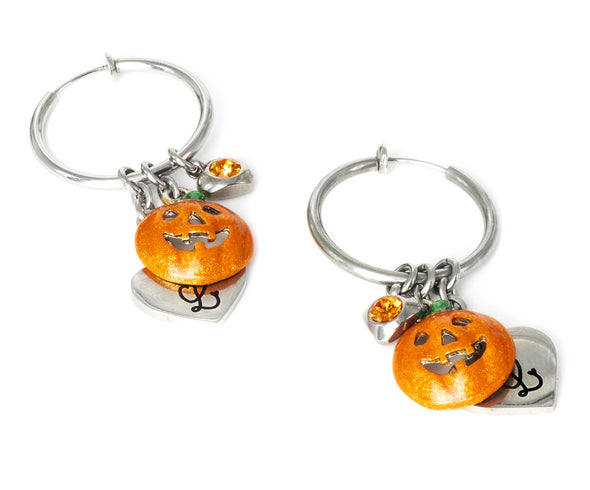 Minimalist hoop earrings with pumpkins 