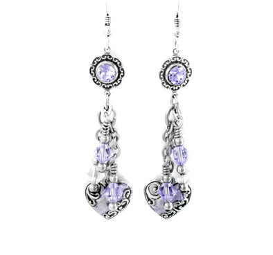 Amethyst heart earrings