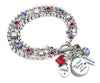 Military Charm Bracelet, Red, White and Blue