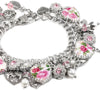pink broken china charm bracelet