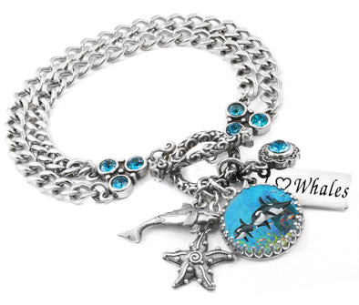 whale charm bracelet, ocean, sea