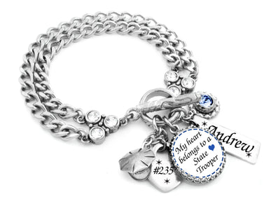 state trooper charm bracelet personalized name