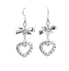 pink swarovski crystal heart earrings