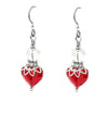 Ruby Crystal Heart Earrings