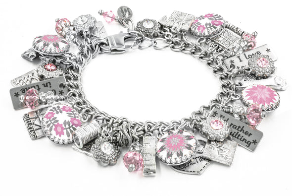pink quilt charm bracelet