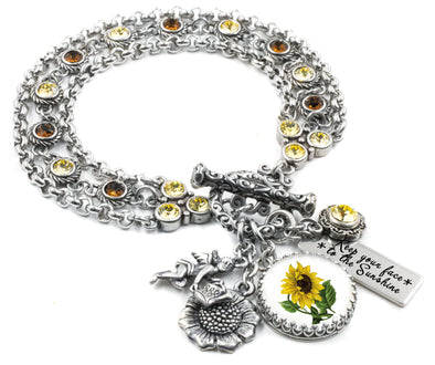 silver sunflower bracelet